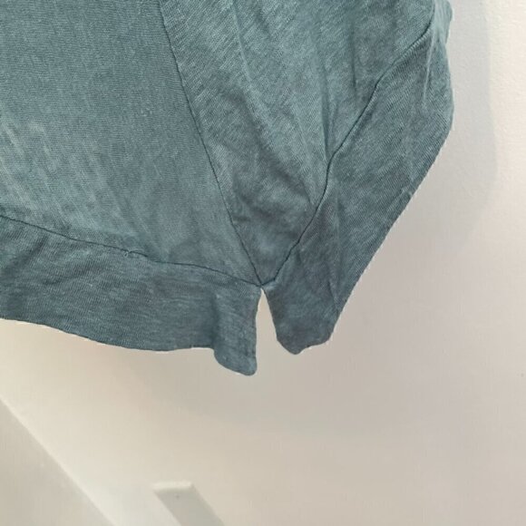 TAHARI Solid Blue Asymmetrical Open Front 100% Linen Boho Long Cardigan Sweater - Picture 8 of 13